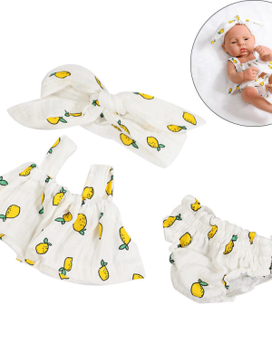 12/13 Inch Full Silicone Reborn Baby Doll Dress Outfit with Bloomers & Headband