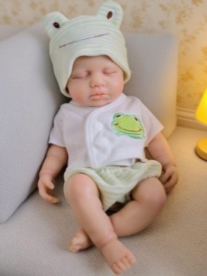 12 inch Full Silicone Reborn Baby Doll – 3D Hand-Painted Frog Theme