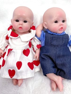 9 inch Hand-Painted Solid Silicone Reborn Baby Doll – Boy & Girl Mini